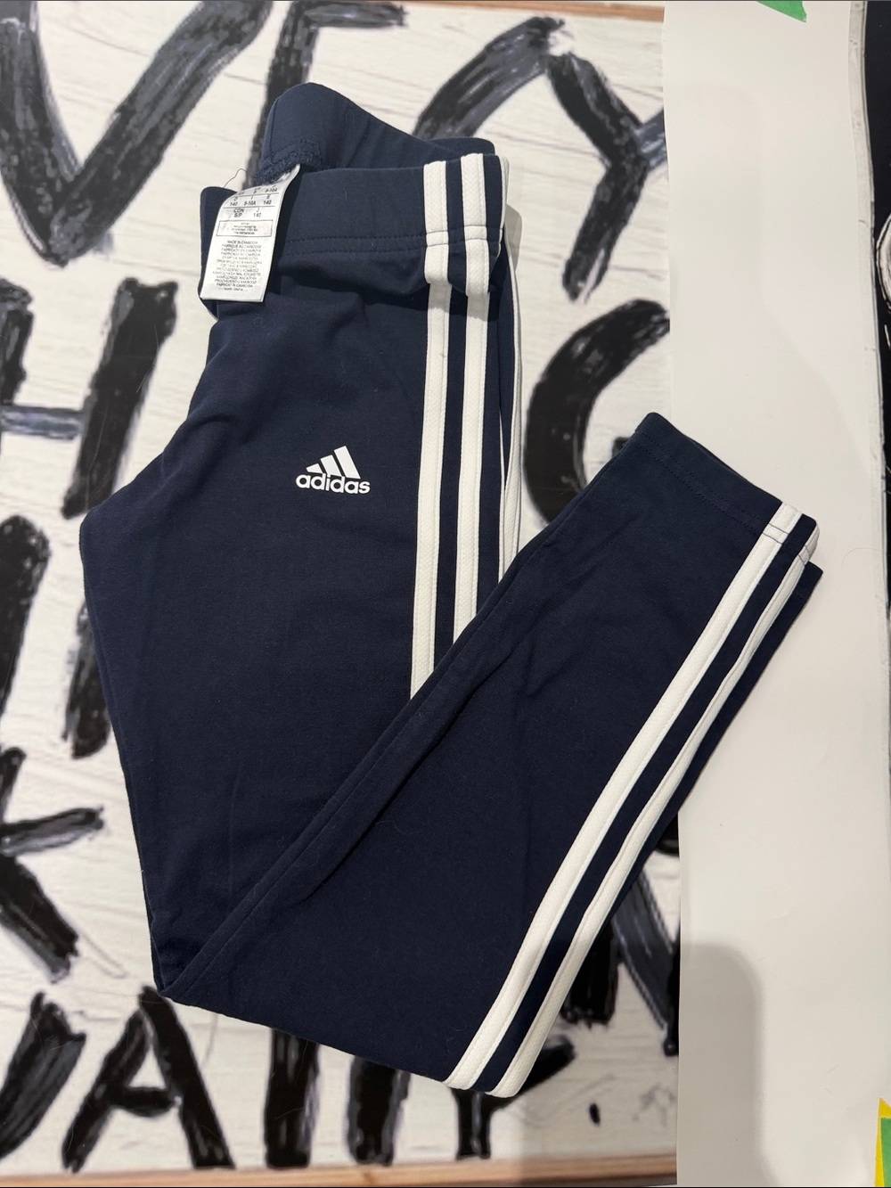 adidas Navy & White Track Joggers with Triple Stripes